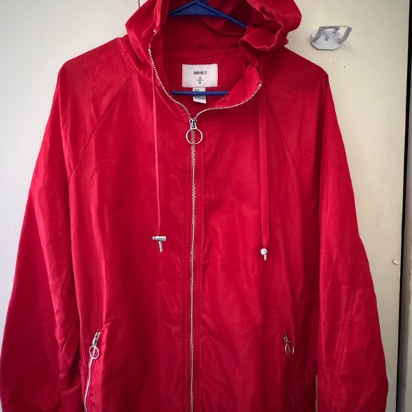 Forever 21 Bold Red Windbreaker Jacket - Picture 1 of 2
